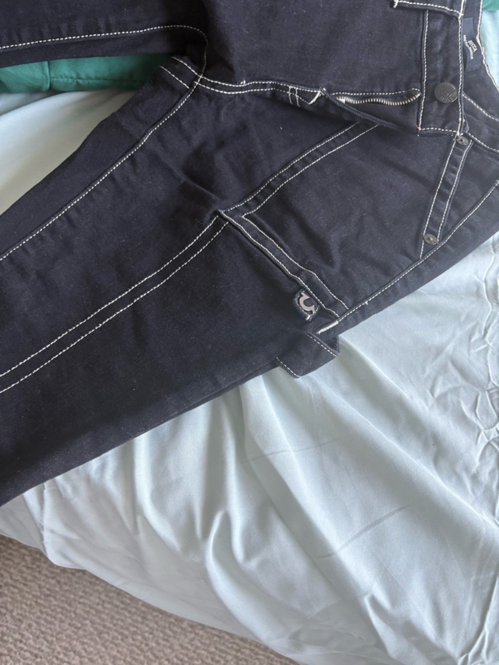 True Religion Black Jeans with White Contrast Stitching - Picture 2 of 4